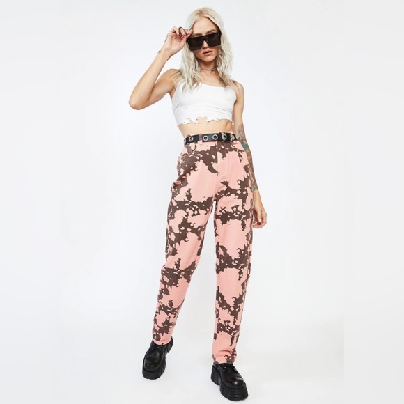 Cow Print Relaxed Straight Leg Jeans - Picture 5 of 7